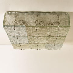 Große quadratische Glas-Einbaubeleuchtung von J.T. Kalmar, Europa, Österreich, 1970er Jahre