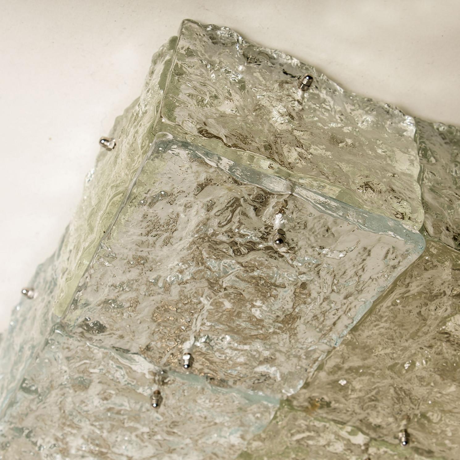 Autrichien Extra Large Square Glass Flush Mountains by J.T. Kalmar, Europe, Autriche, années 1970 en vente