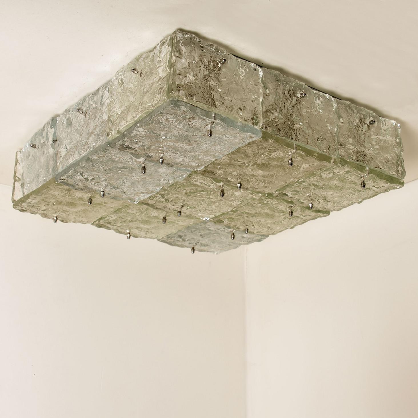 Autre Extra Large Square Glass Flush Mountains by J.T. Kalmar, Europe, Autriche, années 1970 en vente