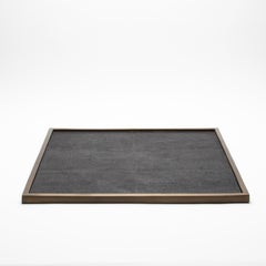 Extra Large Square Tray in Black Shagreen with Bronze Patina Brass by Kifu Paris