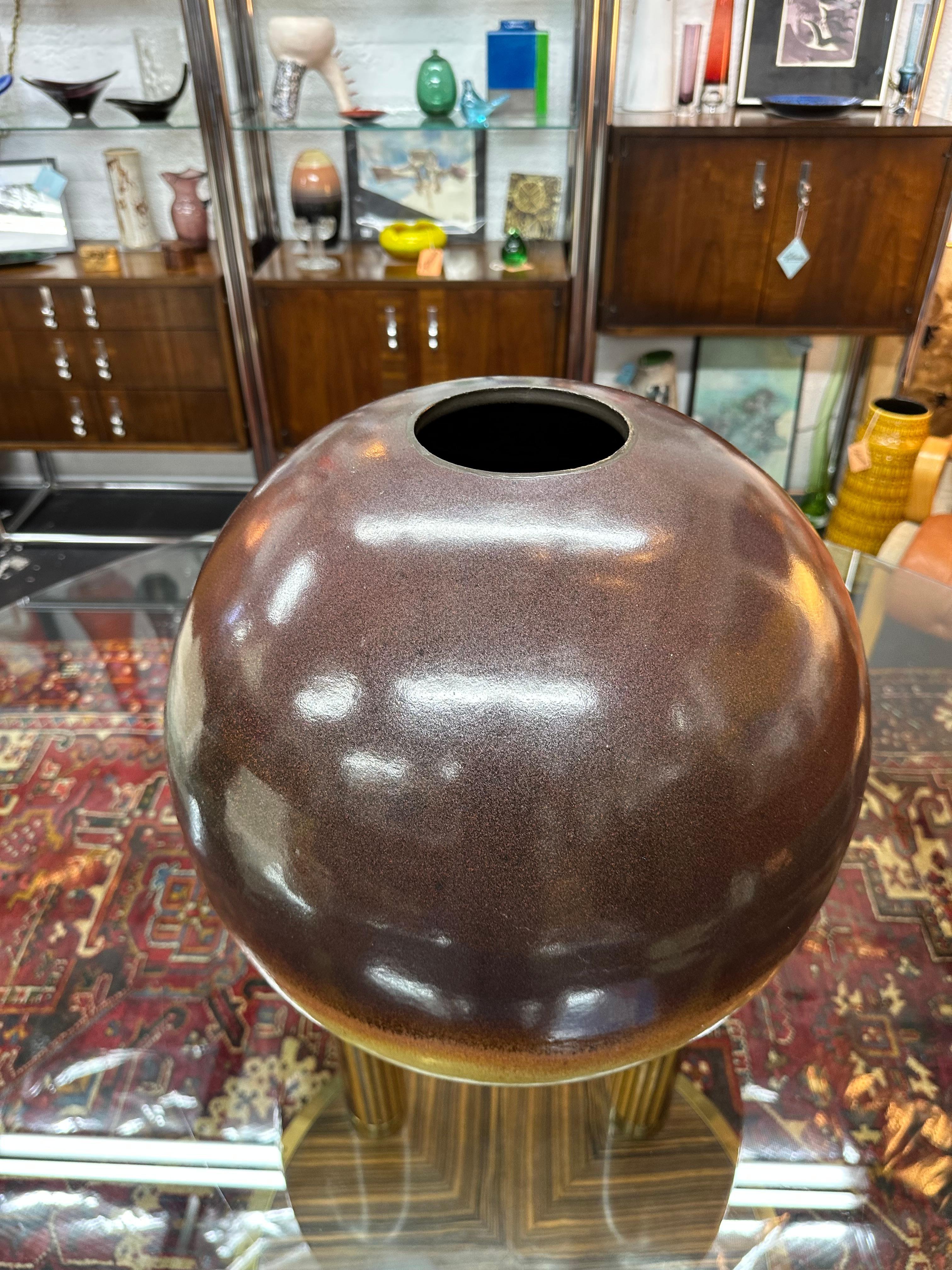 American Extra Large Statement Studio Pottery Ball Vase For Sale