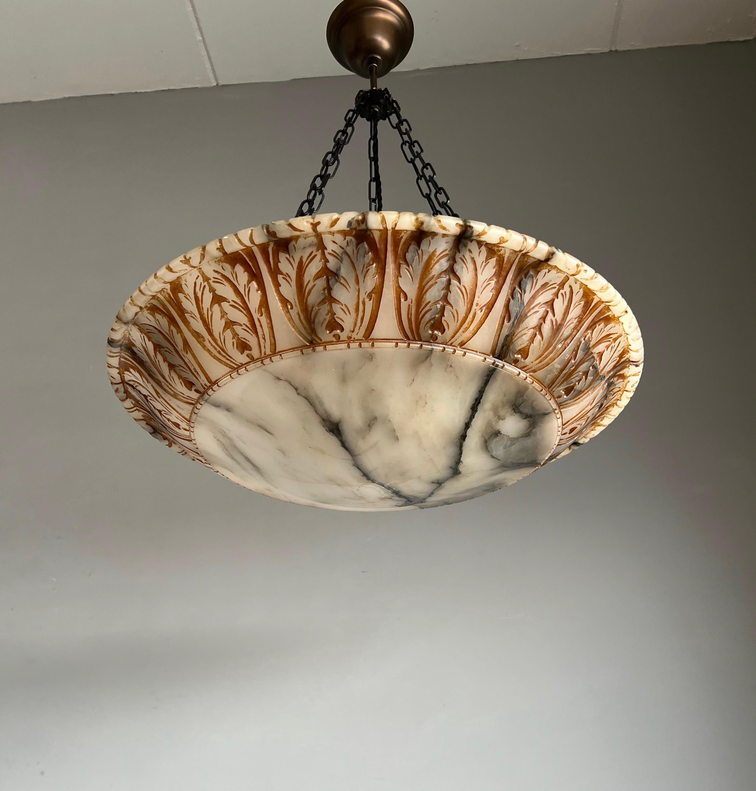 Amazing Design and Extra Large Antique White and Black Alabaster Chandelier For Sale 3