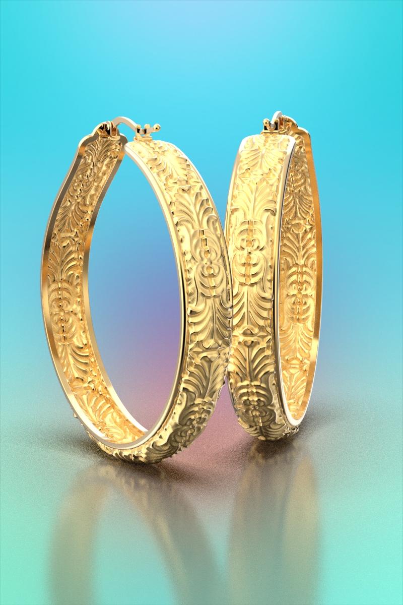  Extra Large Stunning hoop earrings in 14k Gold Made in Italy, made to order. For Sale 4