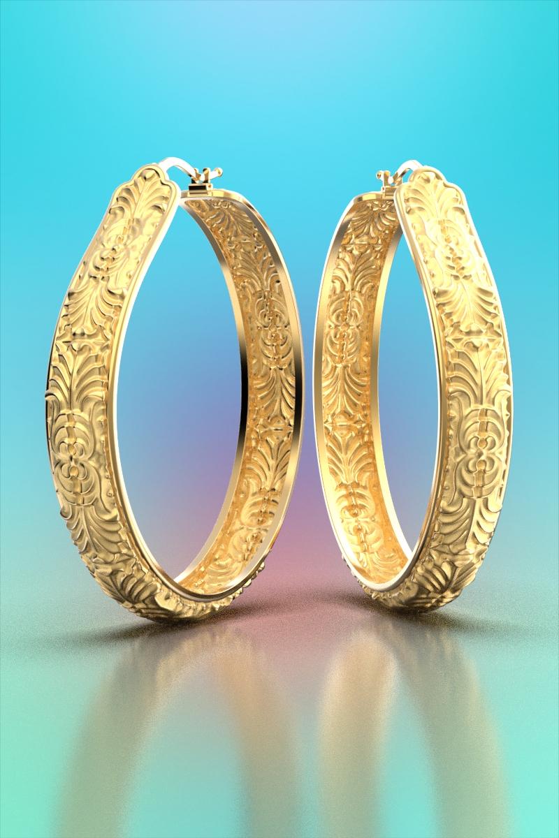  Extra Large Stunning hoop earrings in 14k Gold Made in Italy, made to order. For Sale 5