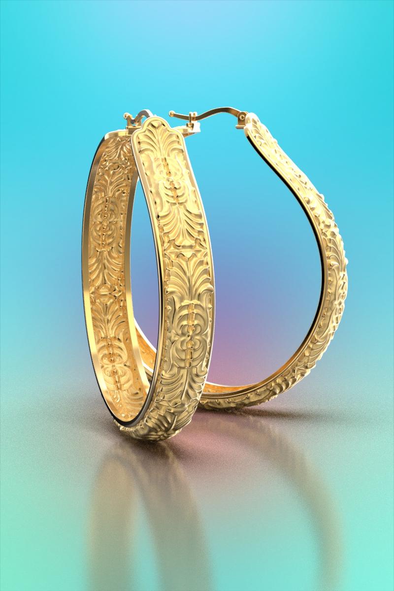  Extra Large Stunning hoop earrings in 14k Gold Made in Italy, made to order. For Sale 2