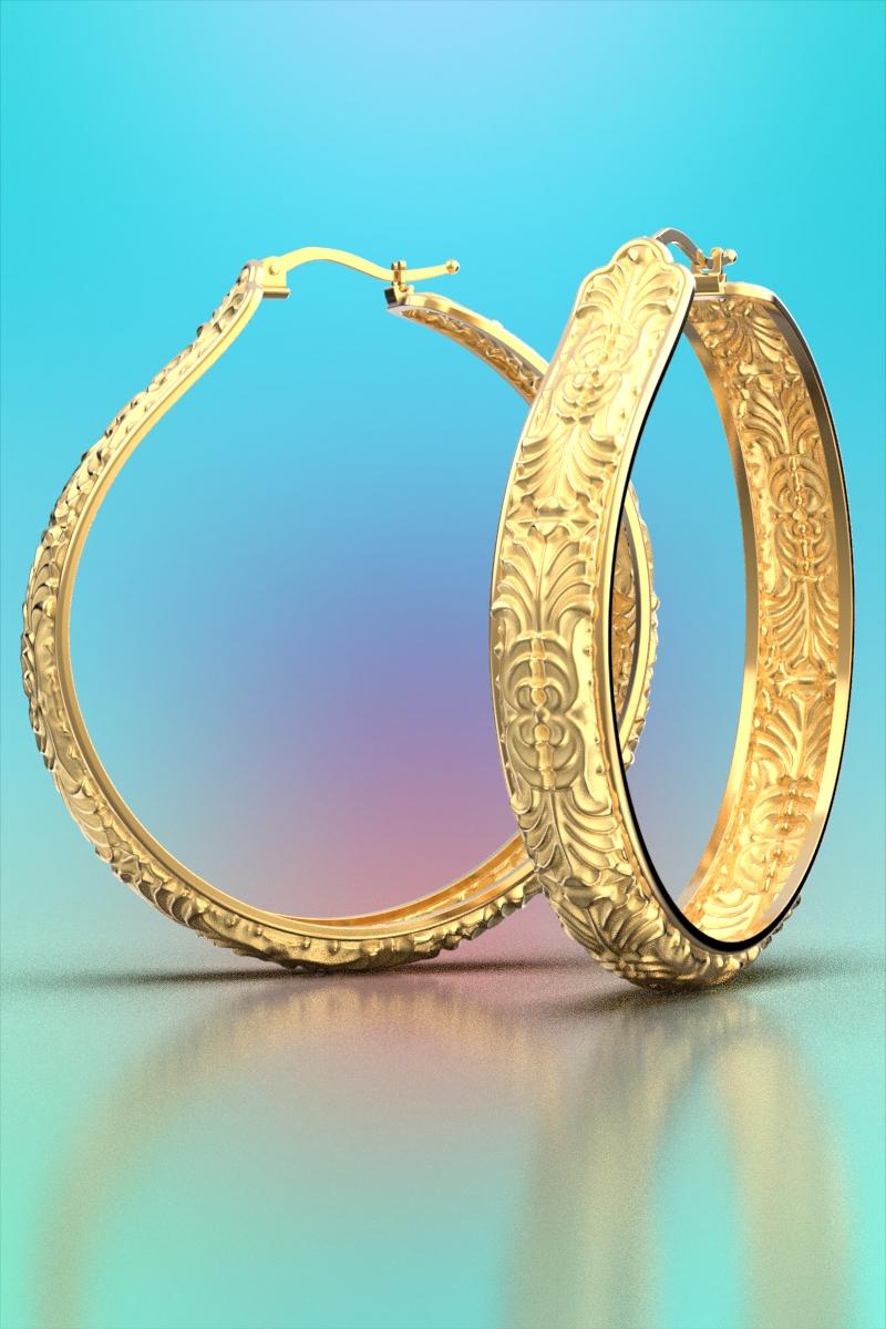  Extra Large Stunning hoop earrings in 14k Gold Made in Italy, made to order. For Sale 3