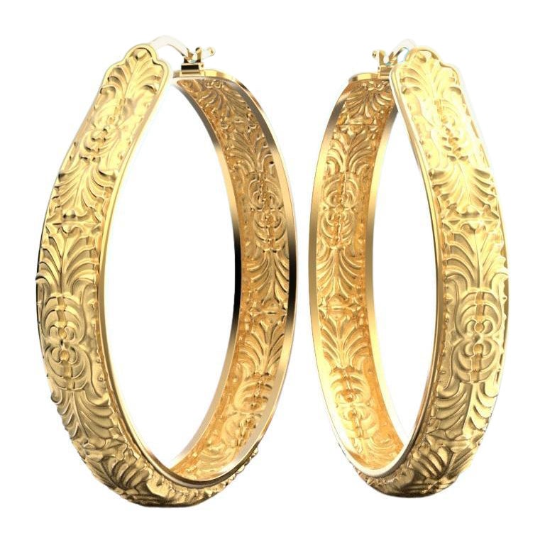 Extra Large Splendidi orecchini a cerchio in oro 18k Made in Italy, realizzati su ordinazione.