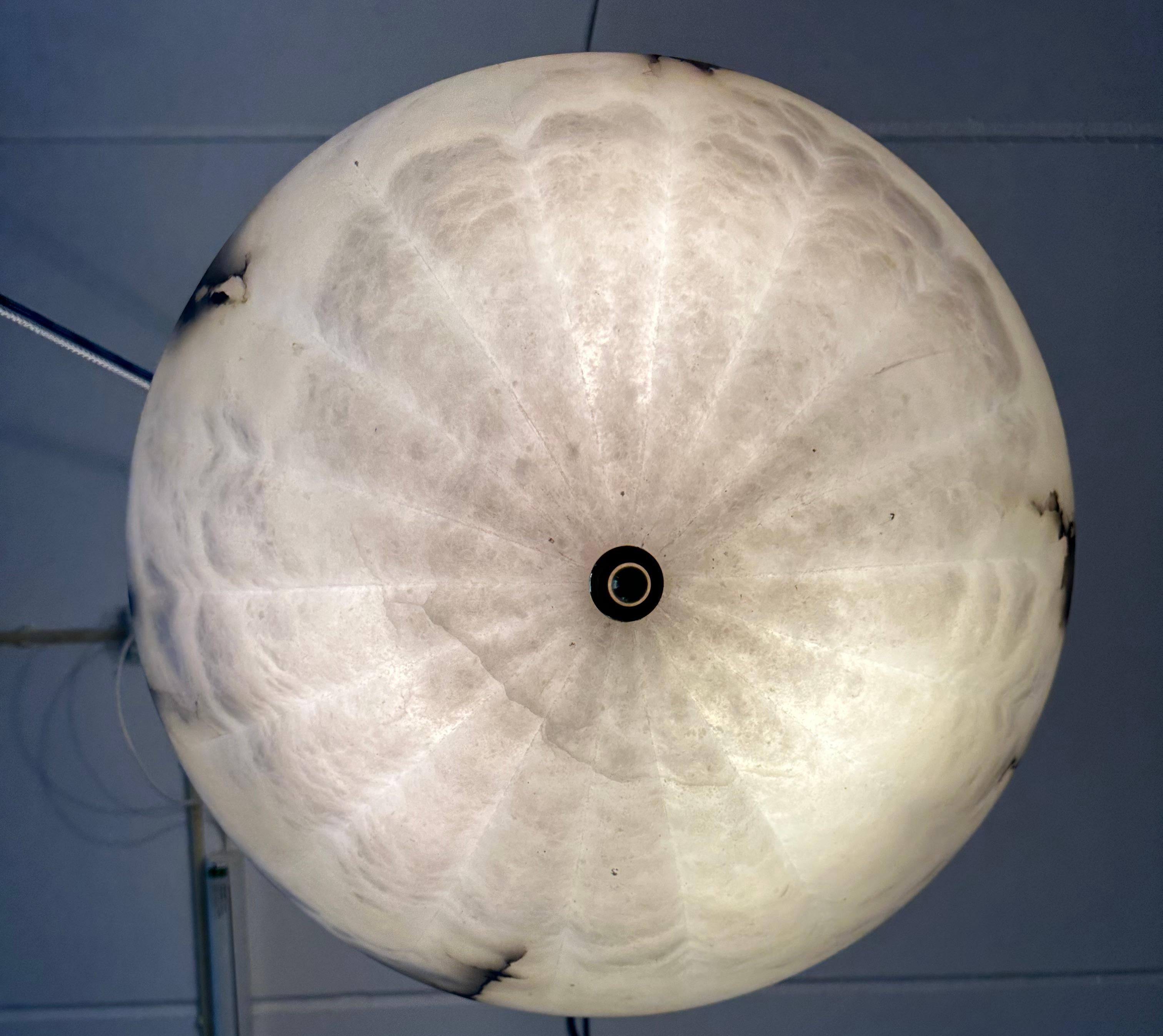 Extra Large, Super Cool Umbrella Design Three Light Alabaster Chandelier Pendant For Sale 3