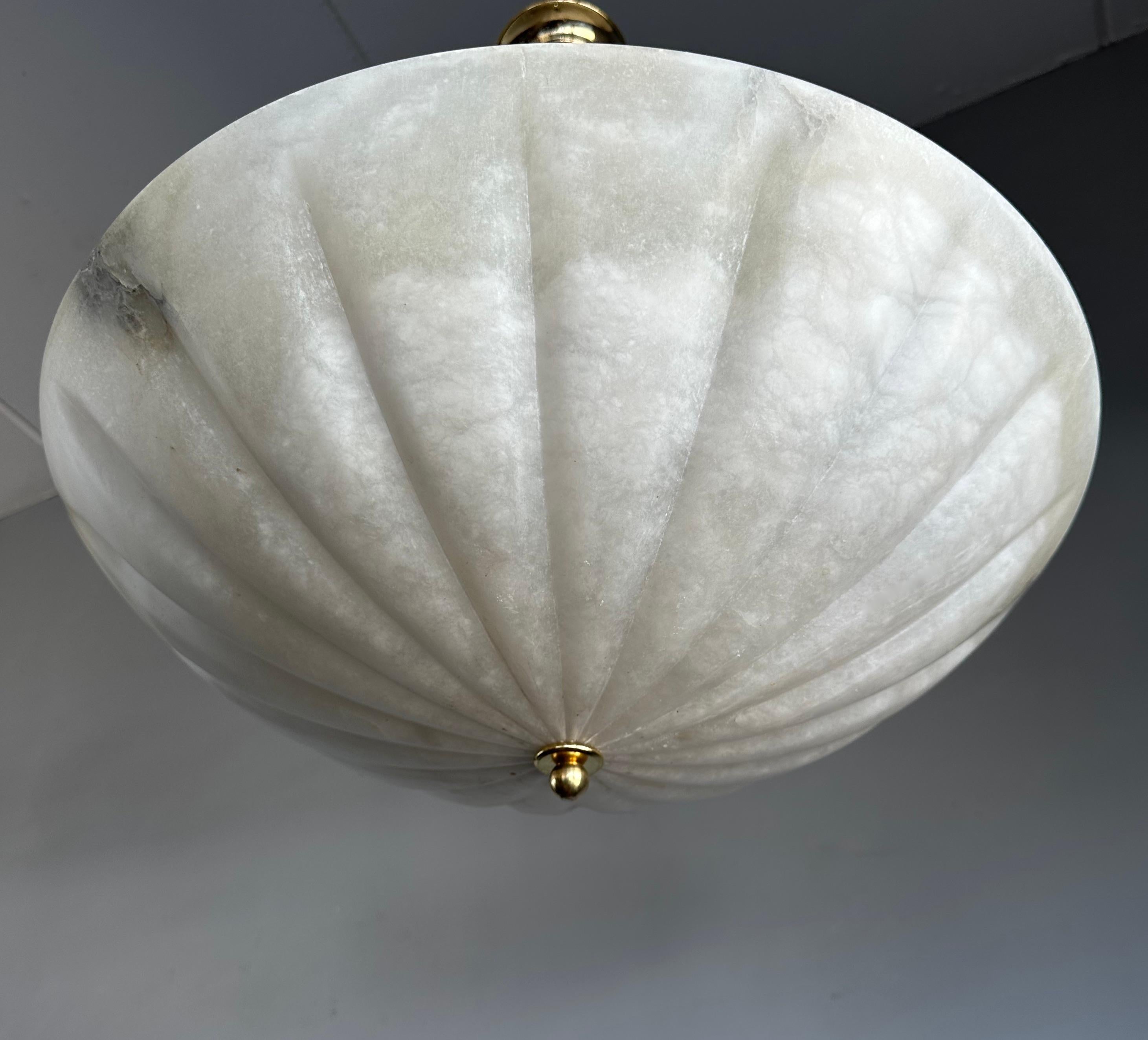 Extra Large, Super Cool Umbrella Design Three Light Alabaster Chandelier Pendant For Sale 7