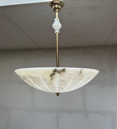 Gorgeous & Extra Large Ø 21.4 inches, Three Light Alabaster Chandelier Pendant