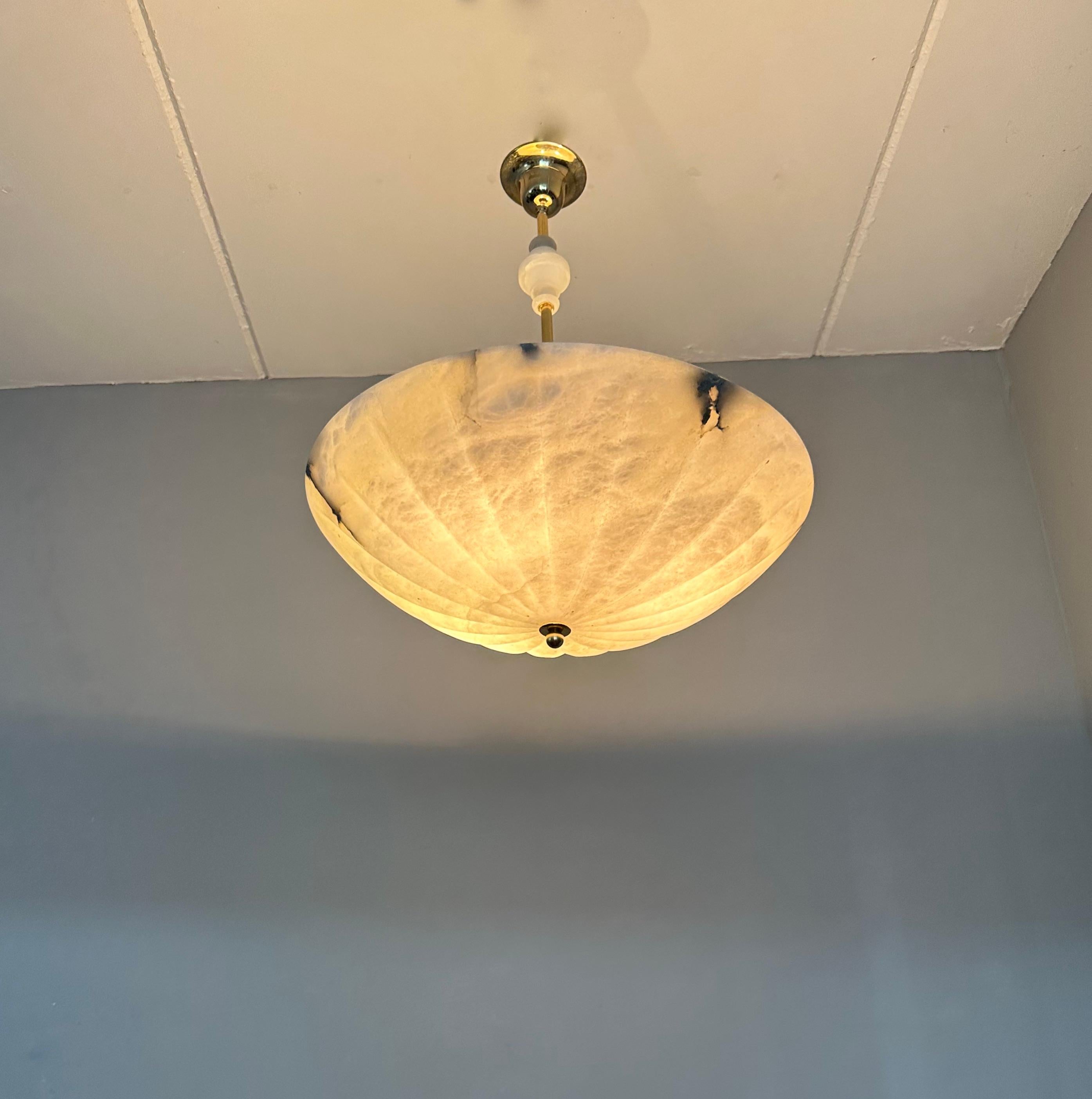 Extra Large, Super Cool Umbrella Design Three Light Alabaster Chandelier Pendant In Excellent Condition For Sale In Lisse, NL