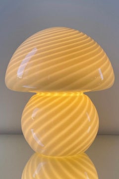 Extra Large Super Rare Vintage Yellow Murano Vetri Swirl Mushroom Lamp
