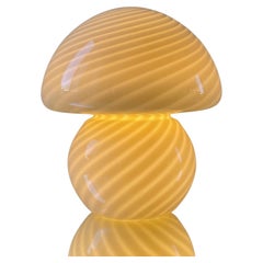 Extra Large Super Rare Vintage Yellow Murano Vetri Swirl Mushroom Lamp