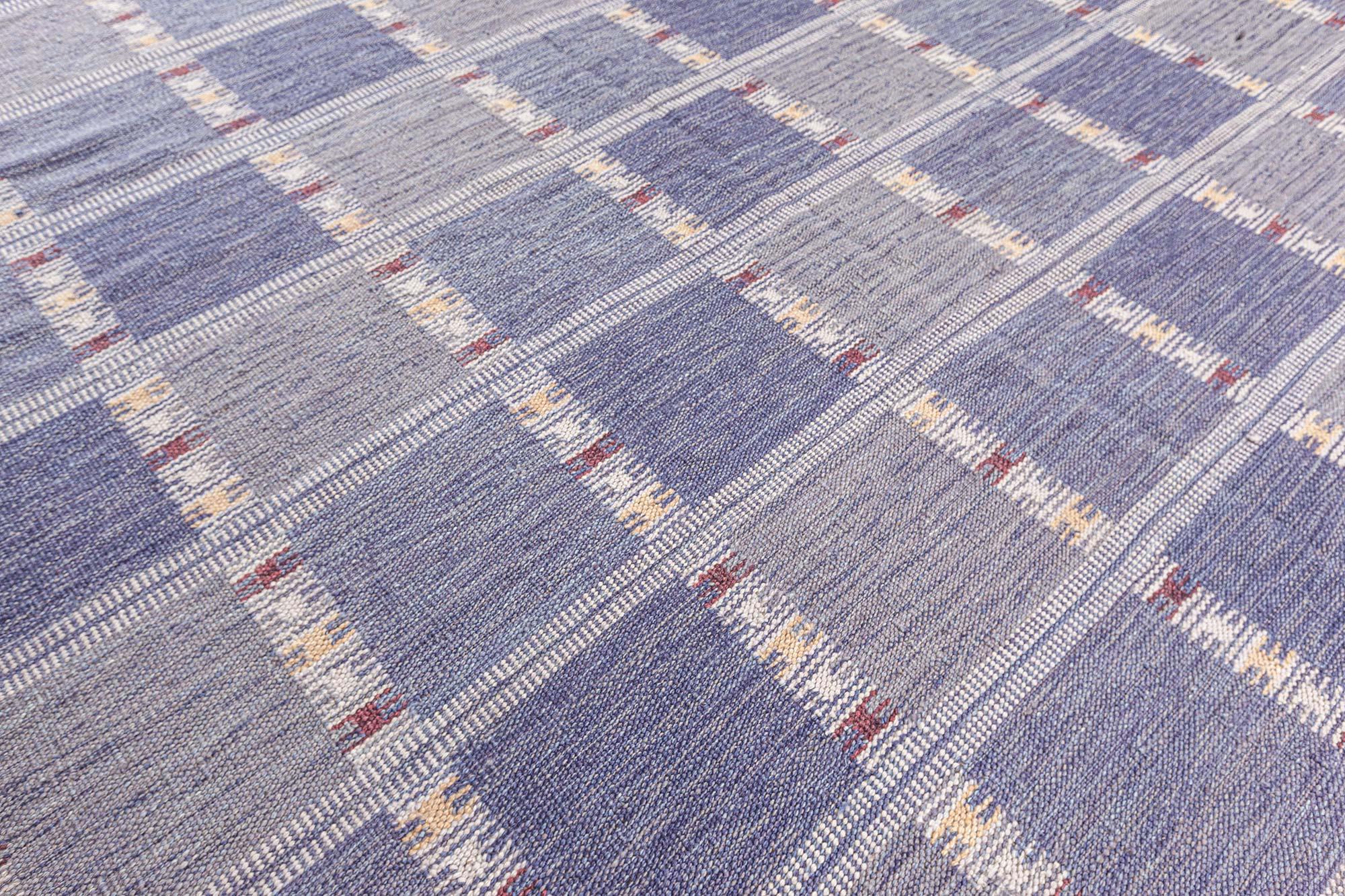 Scandinavian Modern Extra Large Swedish Purple Flatweave Wool Rug by Doris Leslie Blau For Sale