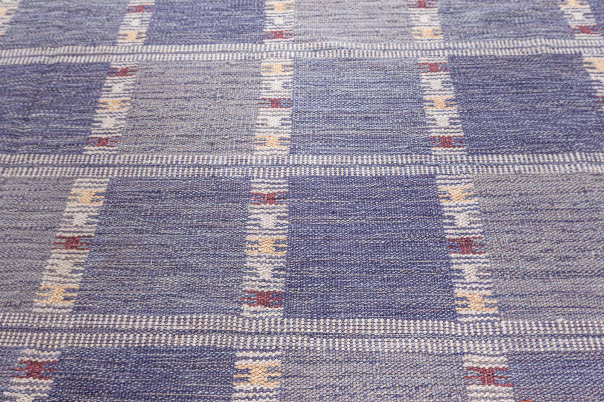 Hand-Woven Extra Large Swedish Purple Flatweave Wool Rug by Doris Leslie Blau For Sale
