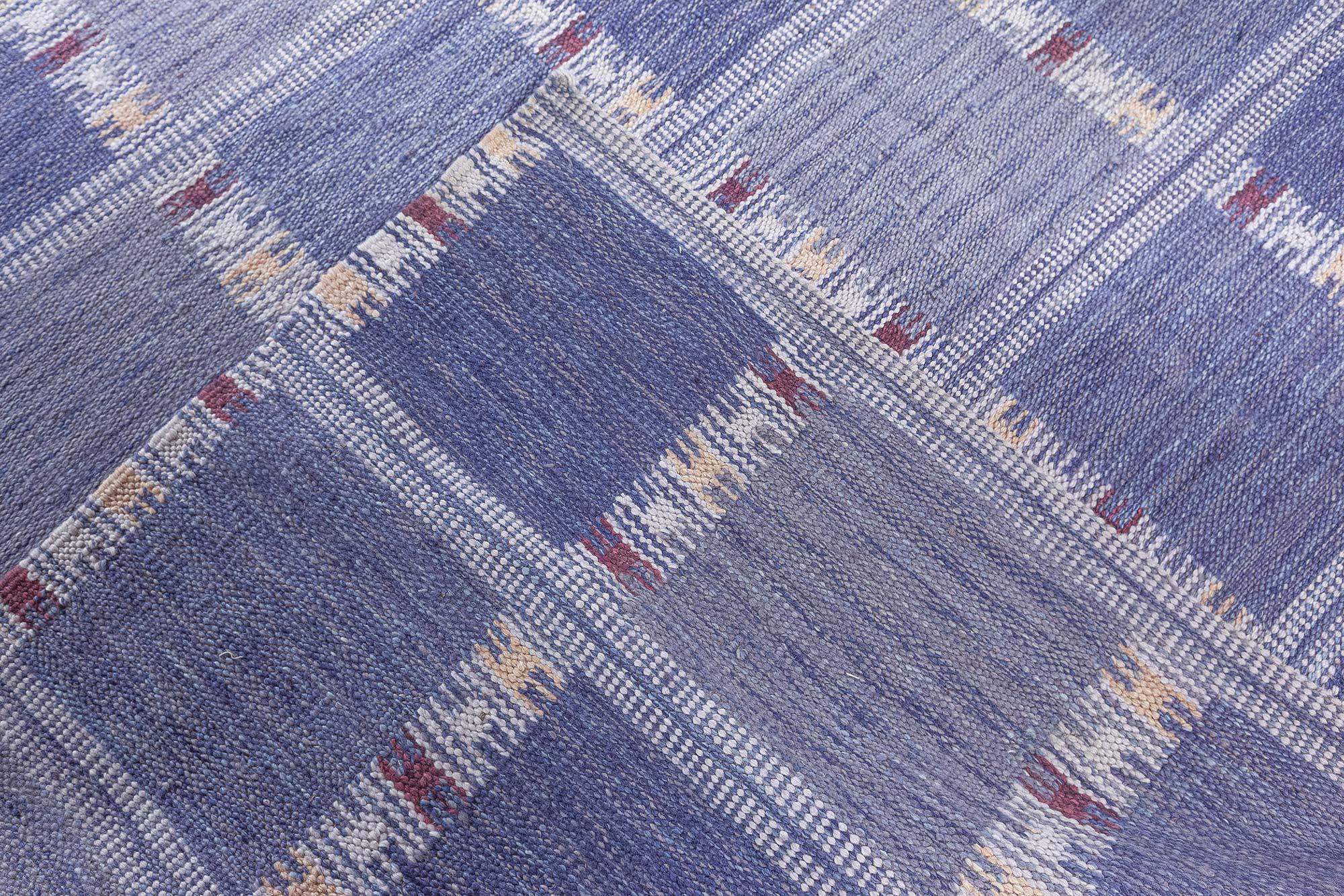 Lana Tappeto svedese extra large in lana a trama piatta viola di Doris Leslie Blau in vendita