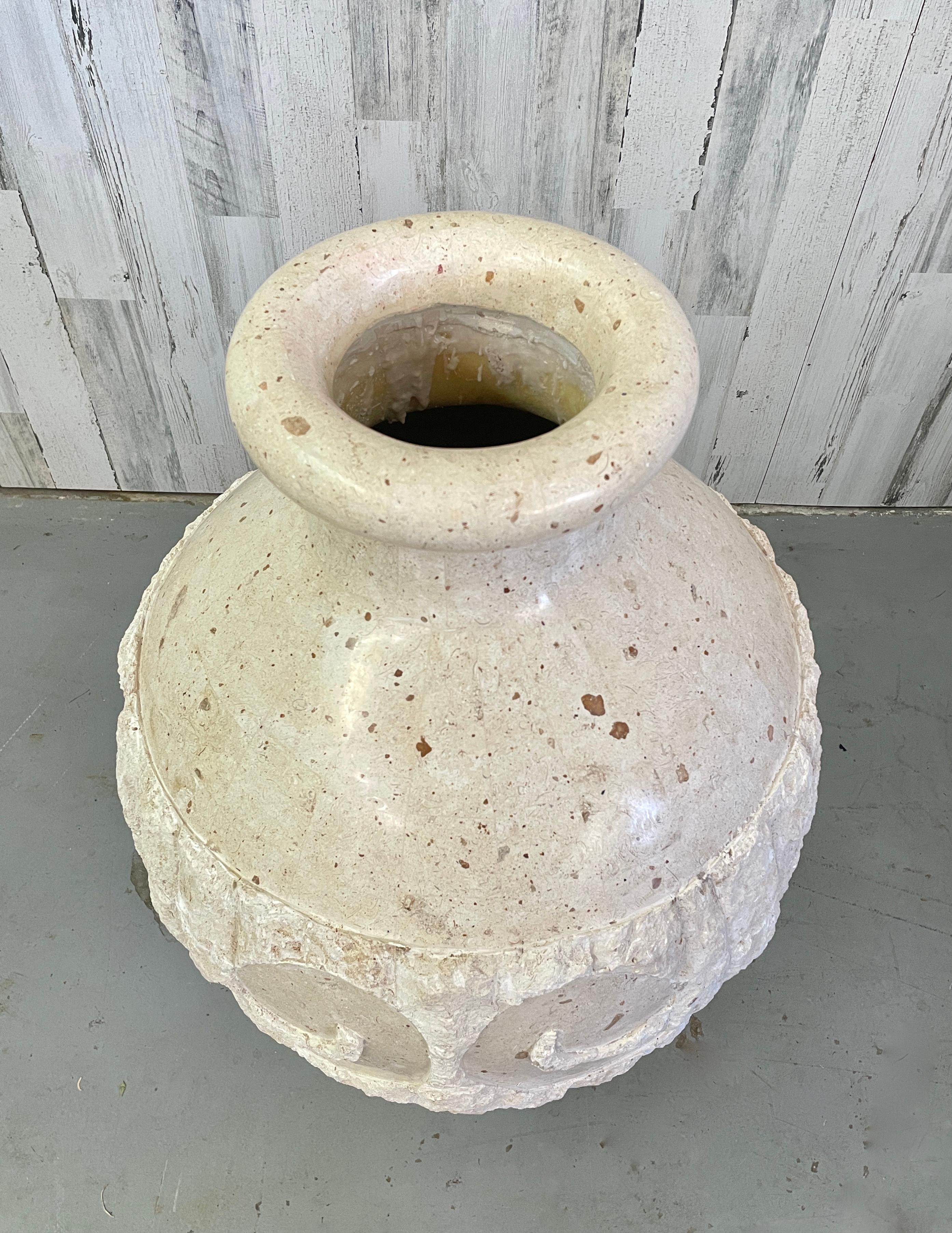 Extra Large Tessellated Stone Floor Vase In Good Condition For Sale In Denton, TX