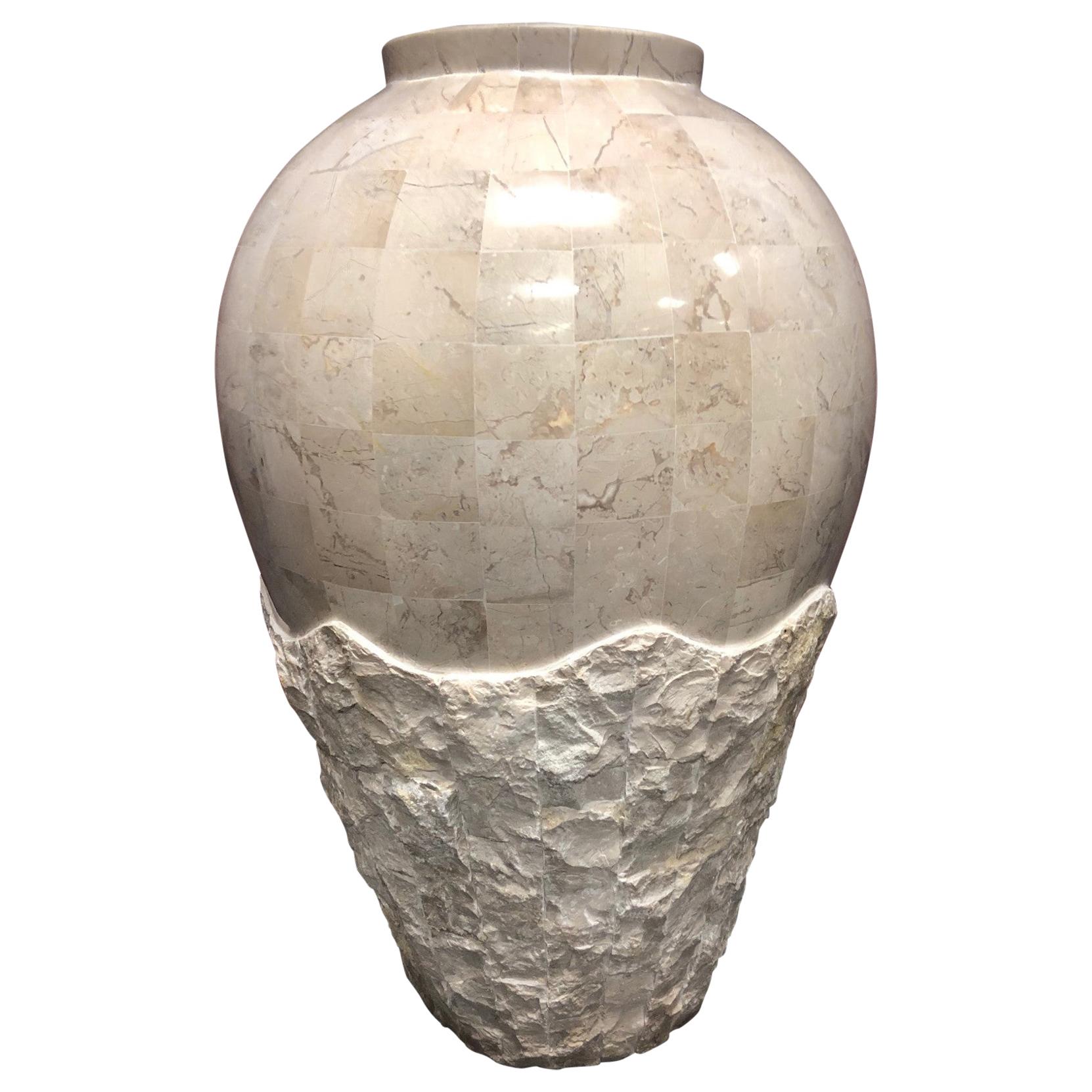 Extra Large Tessellated Stone Floor Vase / Planter by Marquis of Beverly Hills
