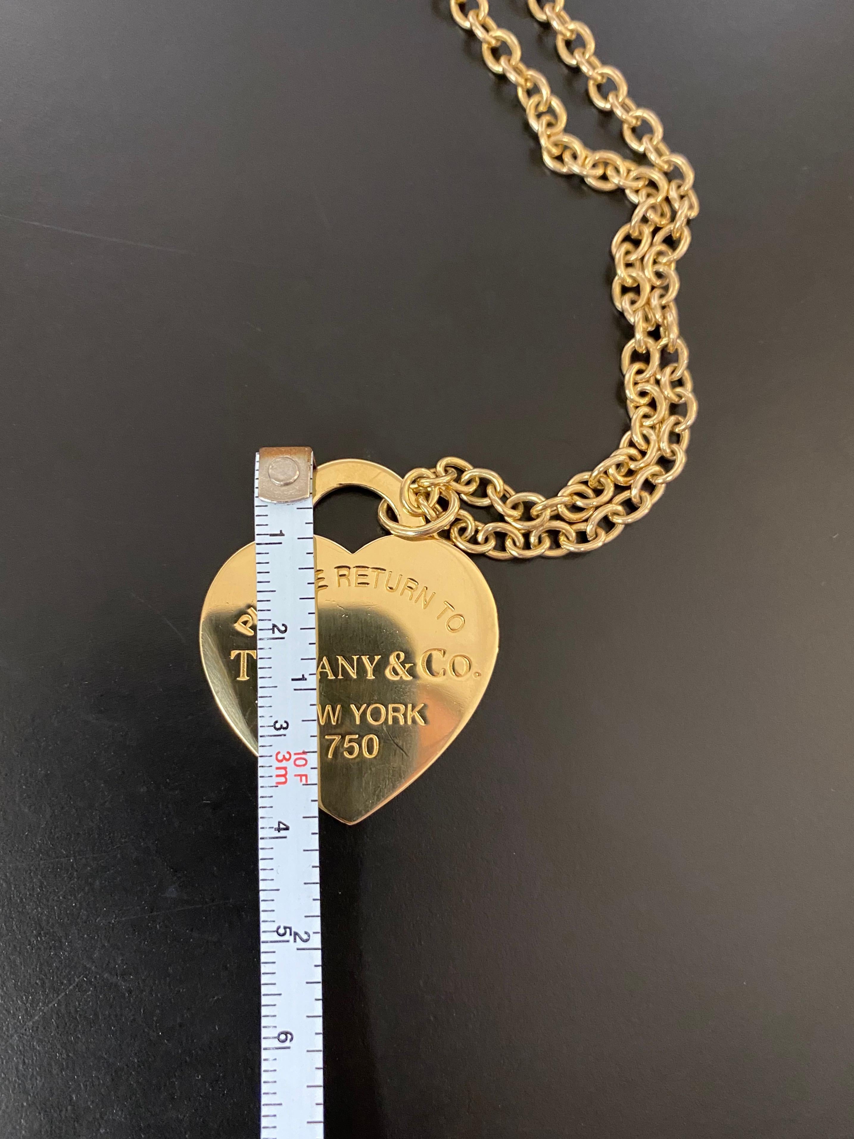 Extra Large Tiffany & Co Return to Tiffany Heart Tag Pendant Necklace In Excellent Condition In Webster, NY