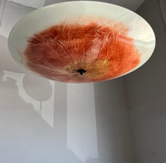 Extra large e di alta qualità, montatura ad incasso in vetro rosso, arancione e bianco del Medioevo