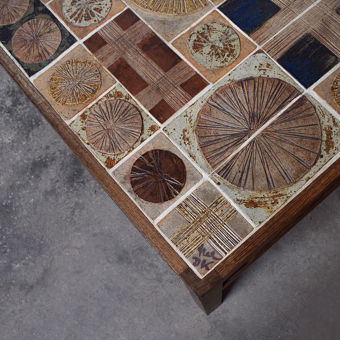 Scandinavian Modern Extra Large Tue Poulsen Mosaic Ceramic Coffee Table In Wengé Wood, Danish, 1960s