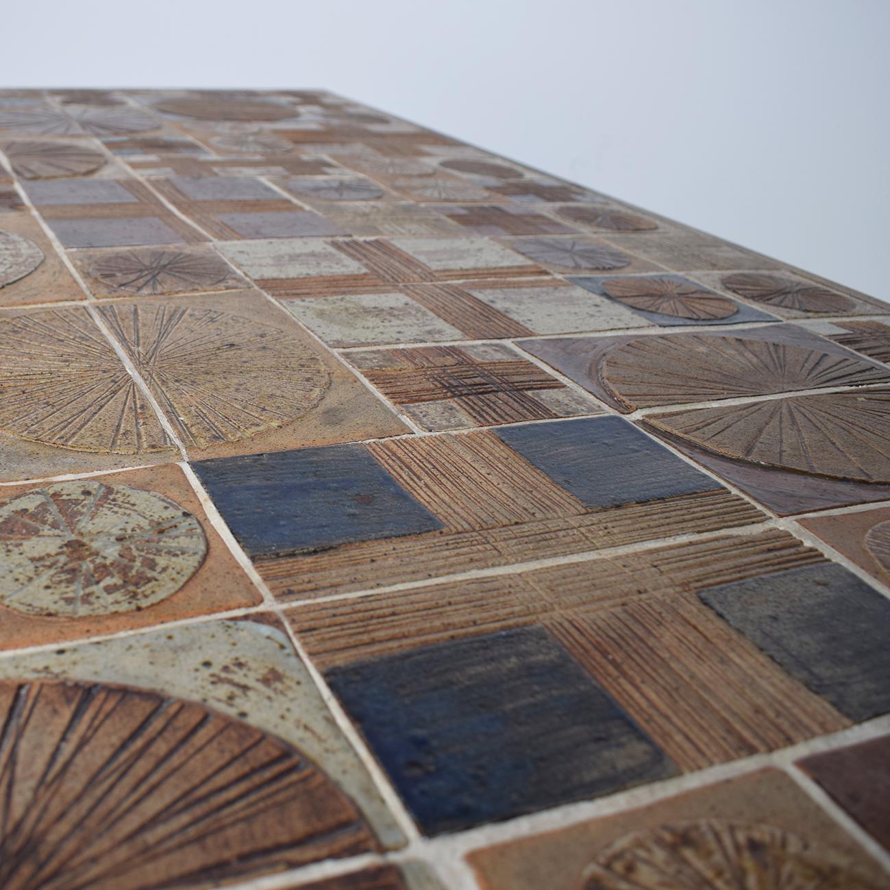 Mid-20th Century Extra Large Tue Poulsen Mosaic Ceramic Coffee Table In Wengé Wood, Danish, 1960s