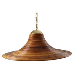Extra Large Tulip-shaped Pencil Reed Pendant Lamp, Italy, 1960s