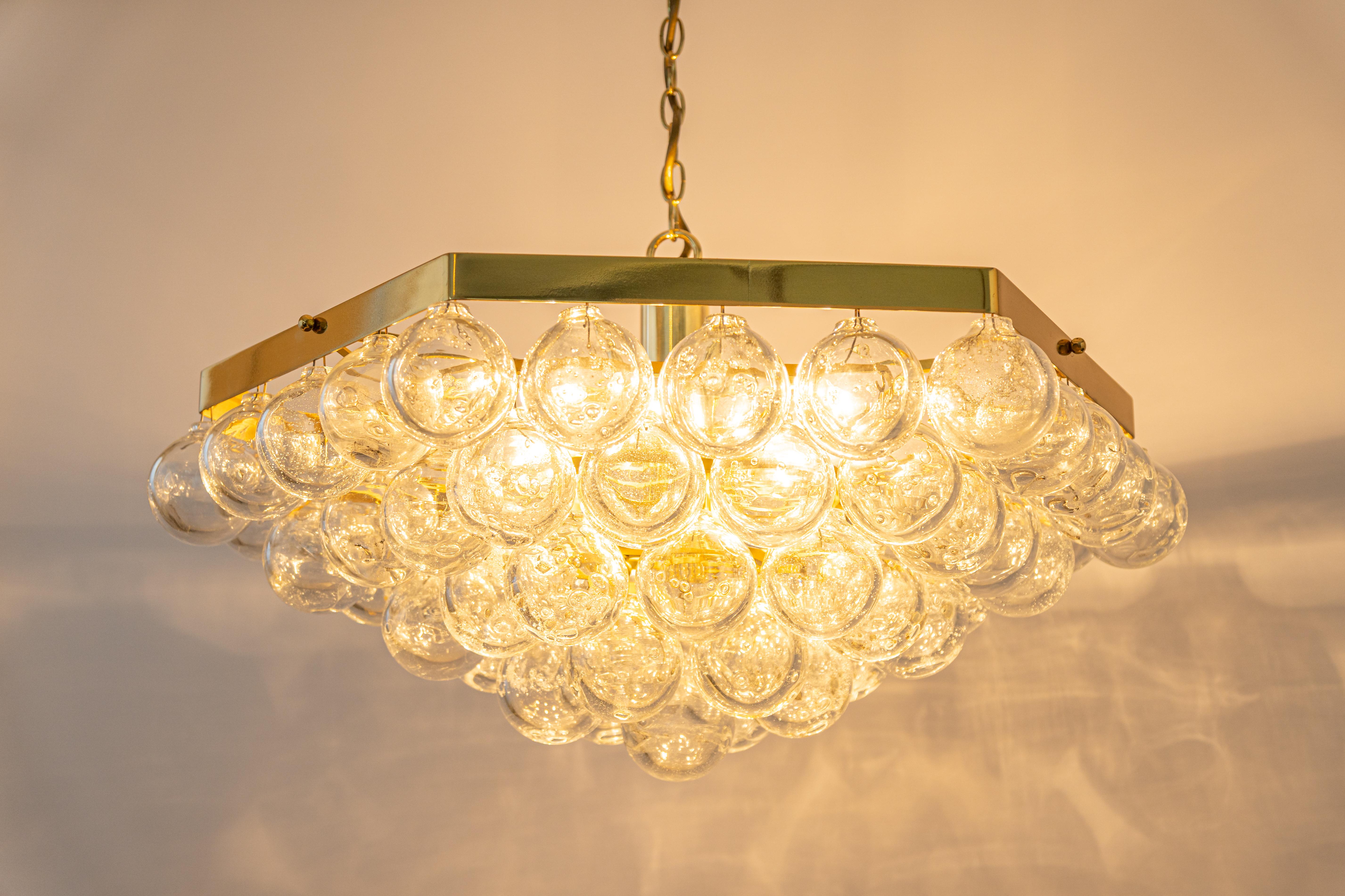 Extra Large Tulipan Glass Chandelier by Kaiser, Germany, 1960s For Sale 3