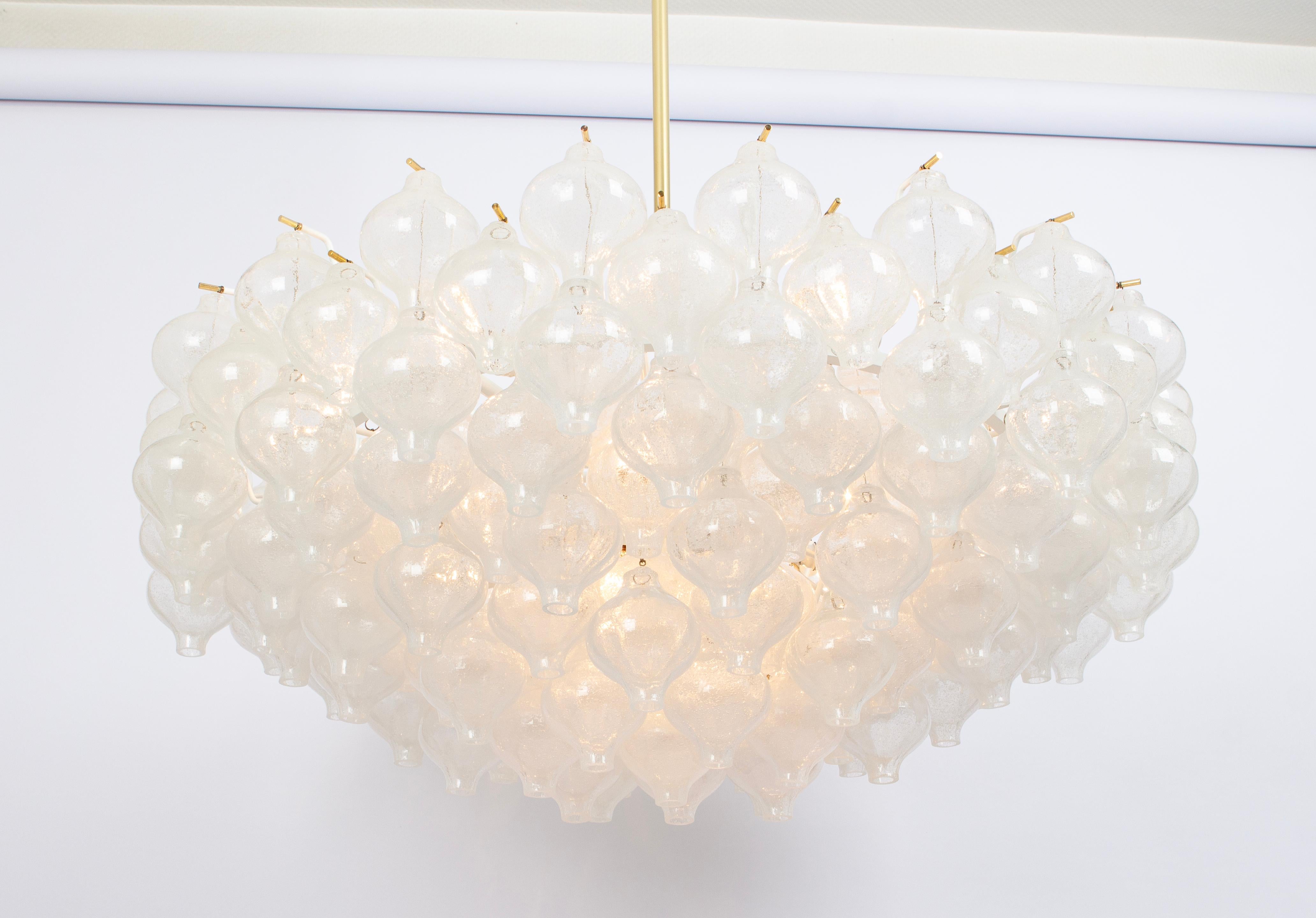Murano Glass 1 of 2 Extra Large Tulipan Glass Chandelier by Kalmar, Austria, 1960s For Sale