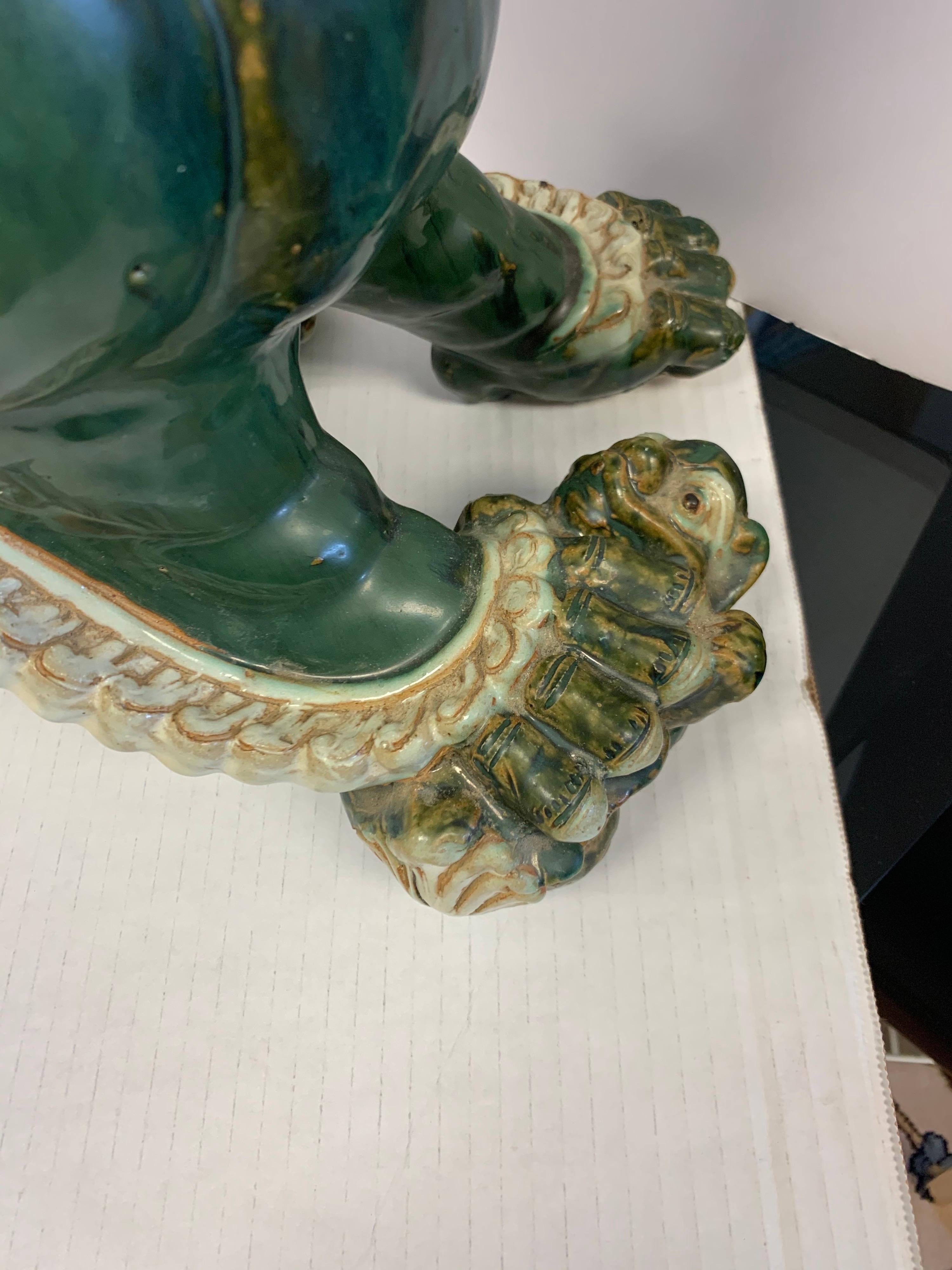 Extra-Large Pair of Chinese Glazed Porcelain Foo Dogs Sculptures 3
