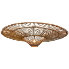Lampadario di bambù a forma di ombrello extra large, Indonesia, contemporaneo