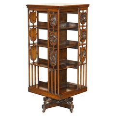 EXTRA GROSSE EINZIGARTIGE ANTiQUE VICTORIAN ART NOUVEAU HANDGESCHNEIDERTE DREHBUCHKASSE