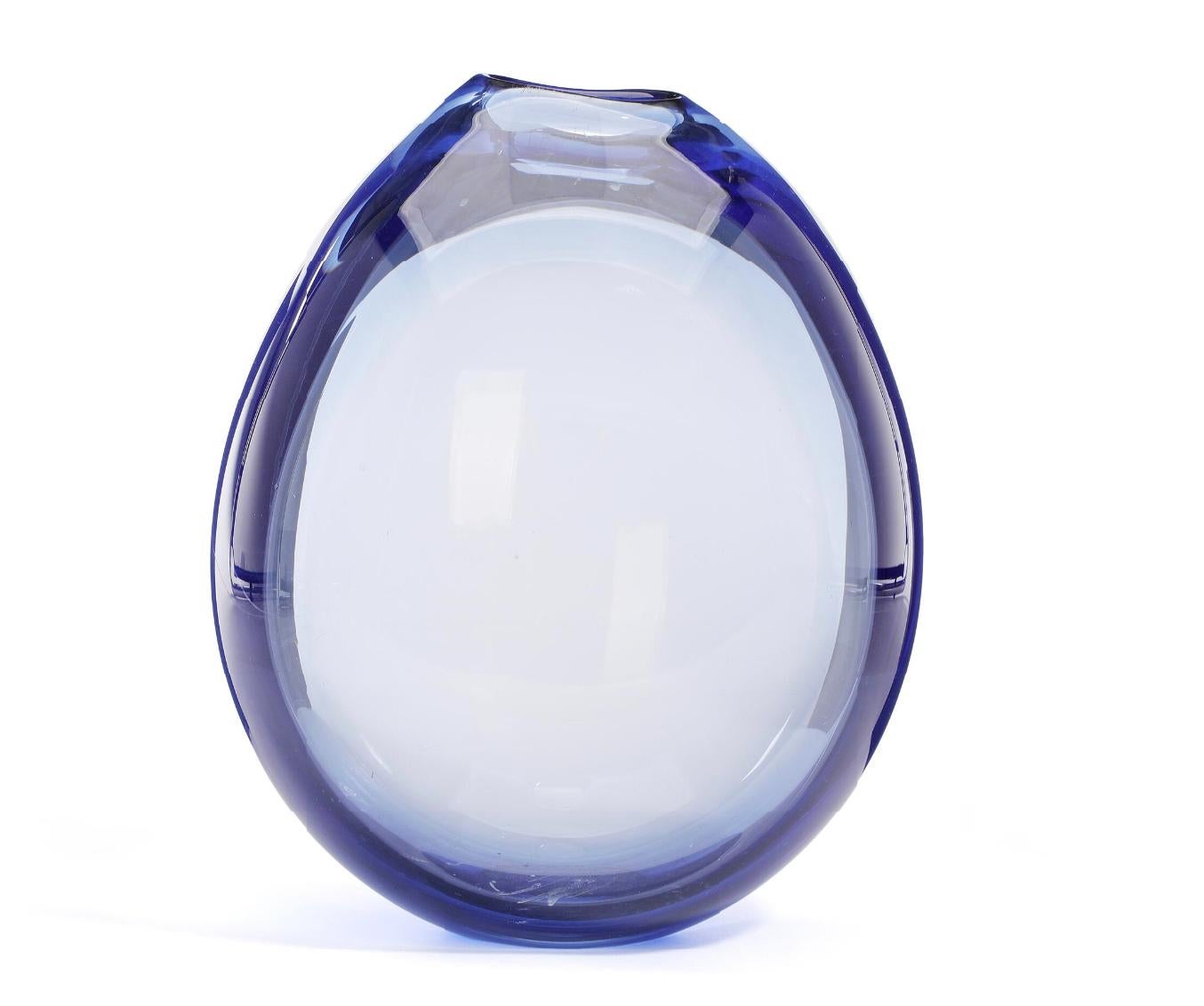 Extra large blue glass vase 
