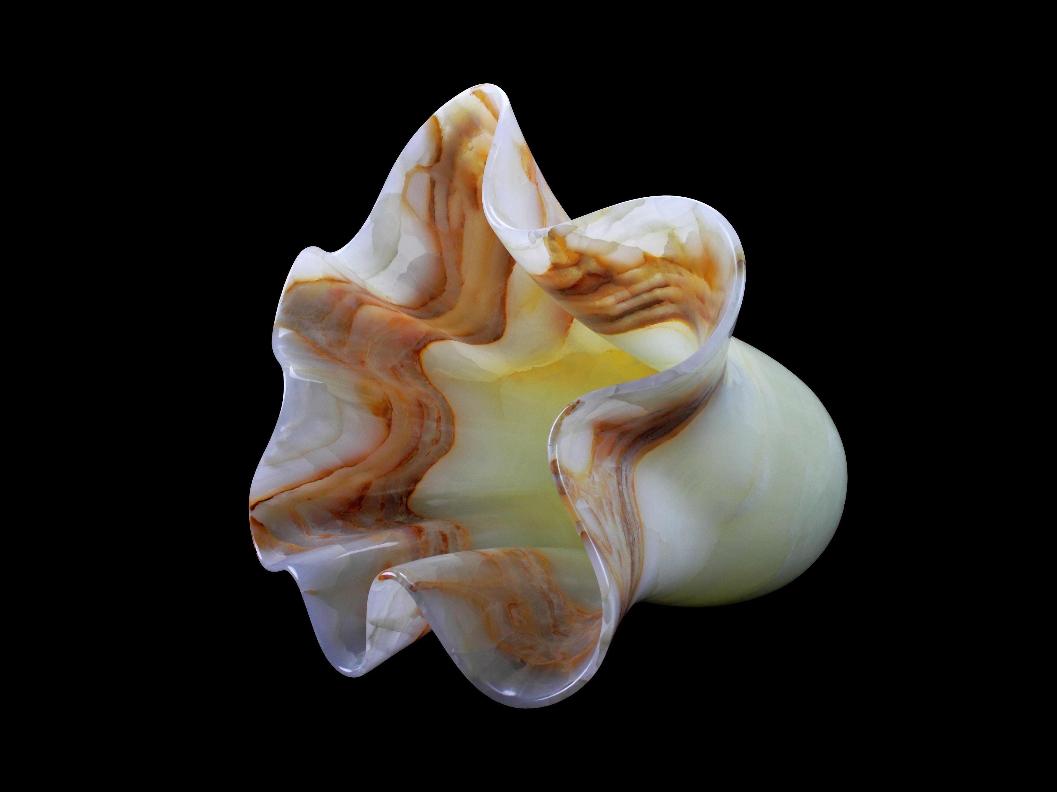 Vasen-Gefäß-Skulptur in organischer Form aus weißem Onyxmarmor, Sammlerstück, Italien im Angebot 9
