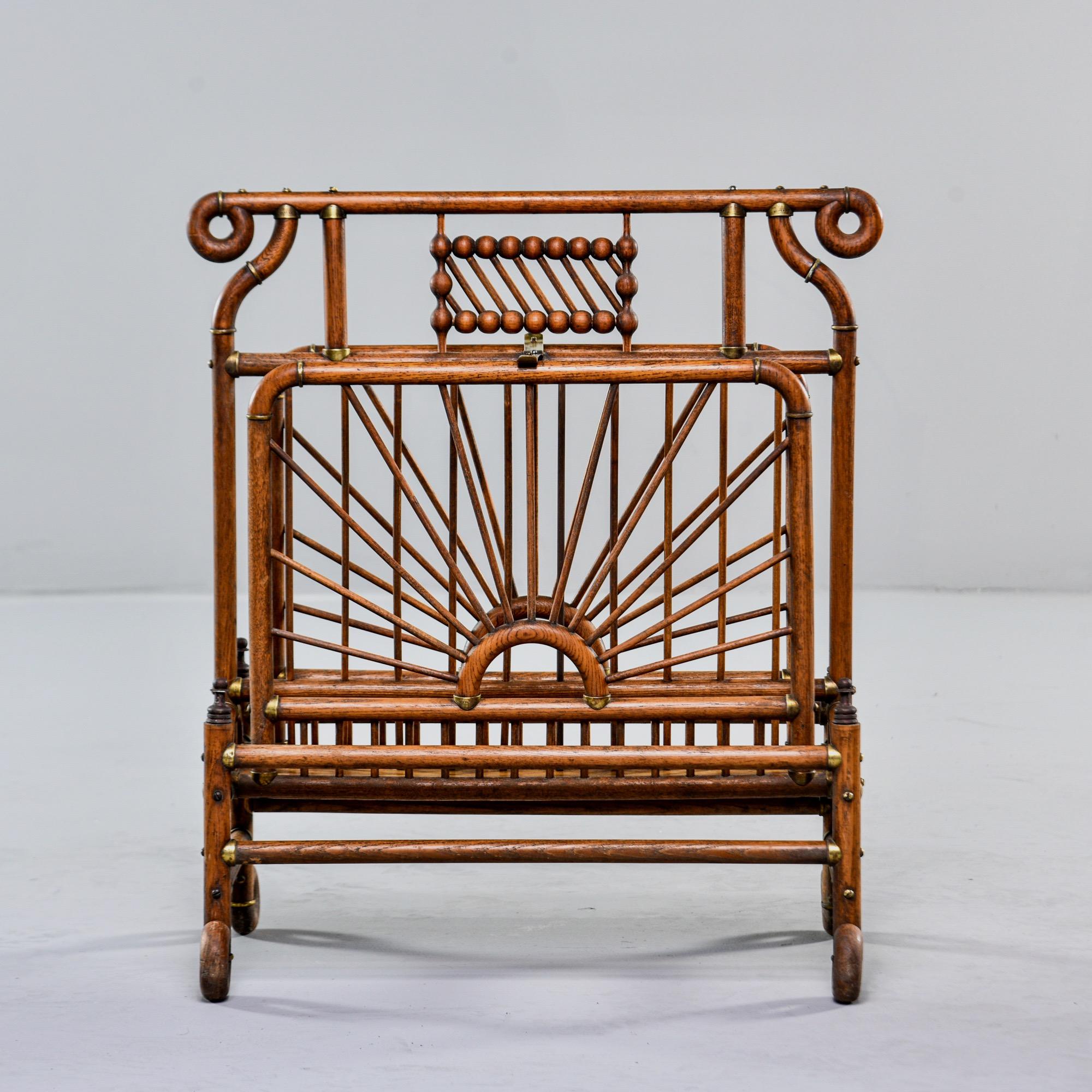American Extra Large Victorian Bentwood and Brass Magazine Rack