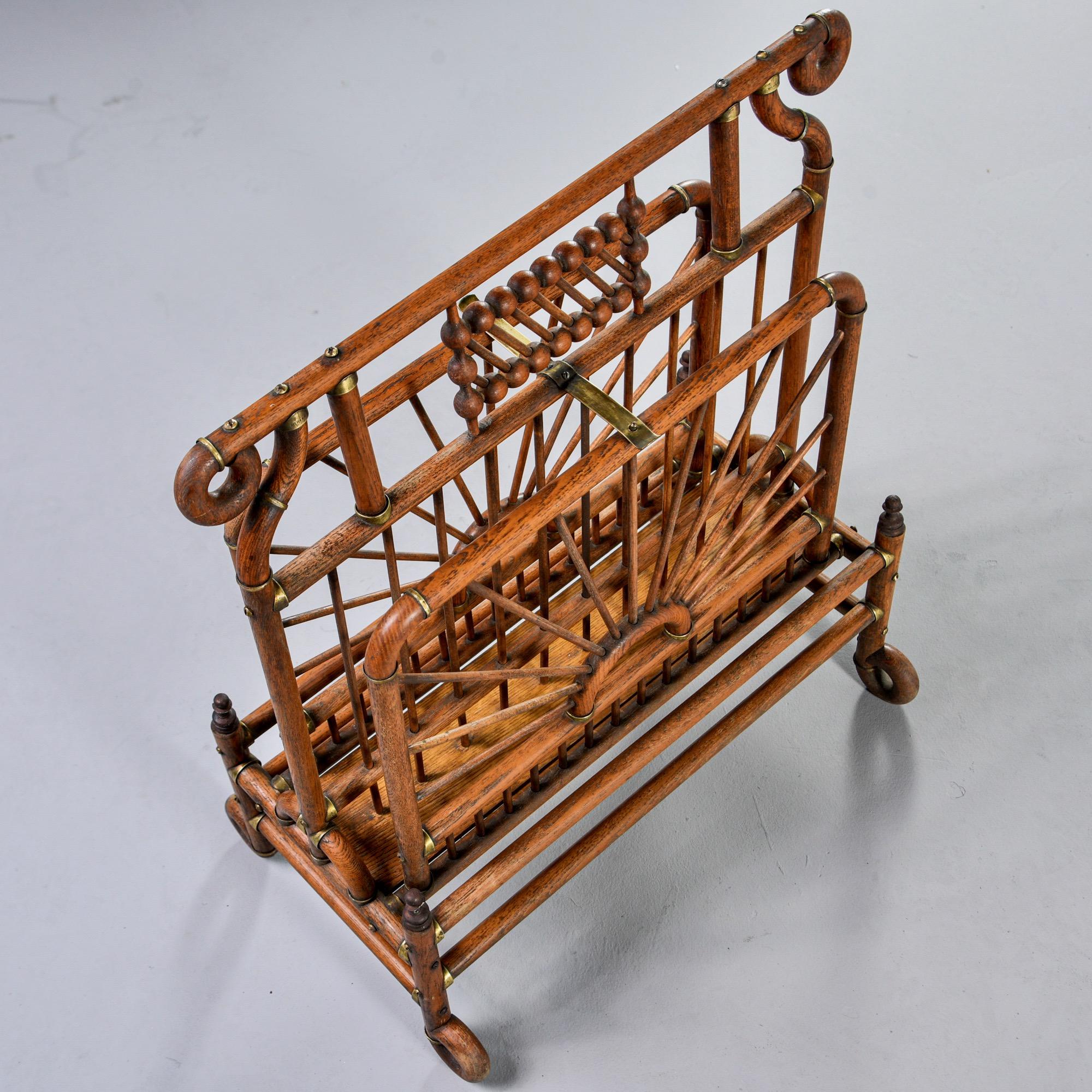 19th Century Extra Large Victorian Bentwood and Brass Magazine Rack