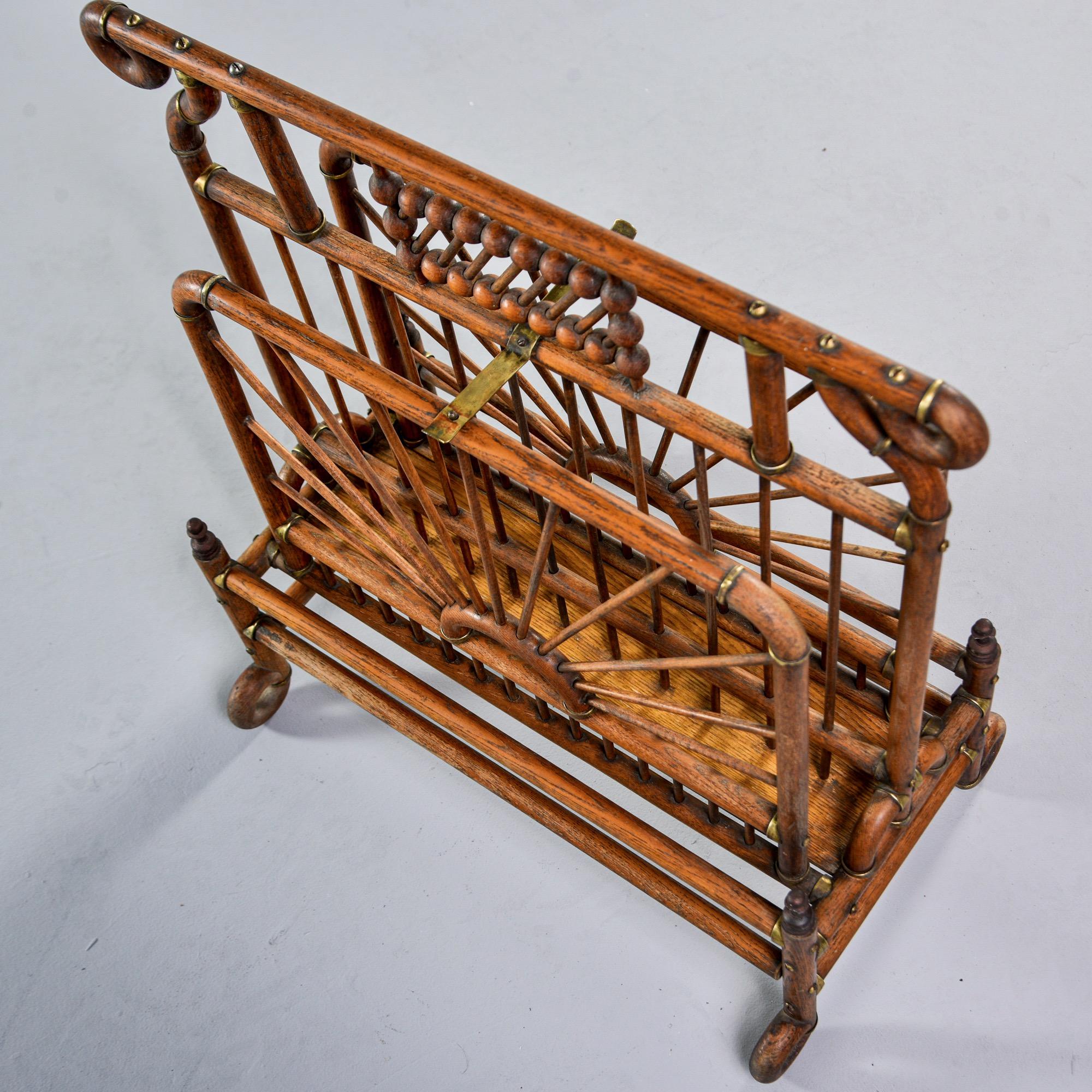 Extra Large Victorian Bentwood and Brass Magazine Rack 1