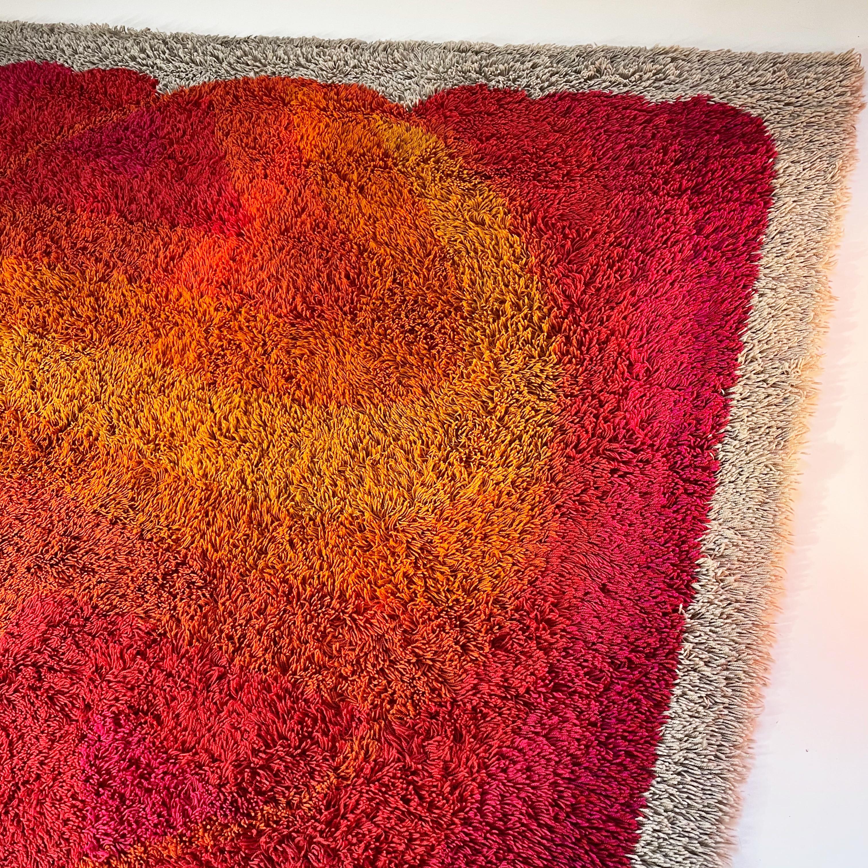 Extra Large Vintage 1970s Modernist Multi-Color High Pile Rya Rug by Desso 4