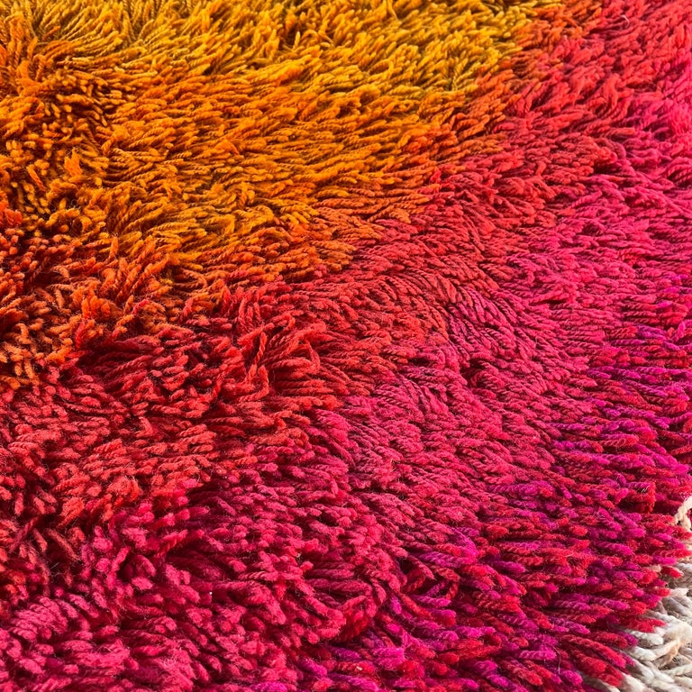 Extra Large Vintage 1970s Modernist Multi-Color High Pile Rya Rug by ...