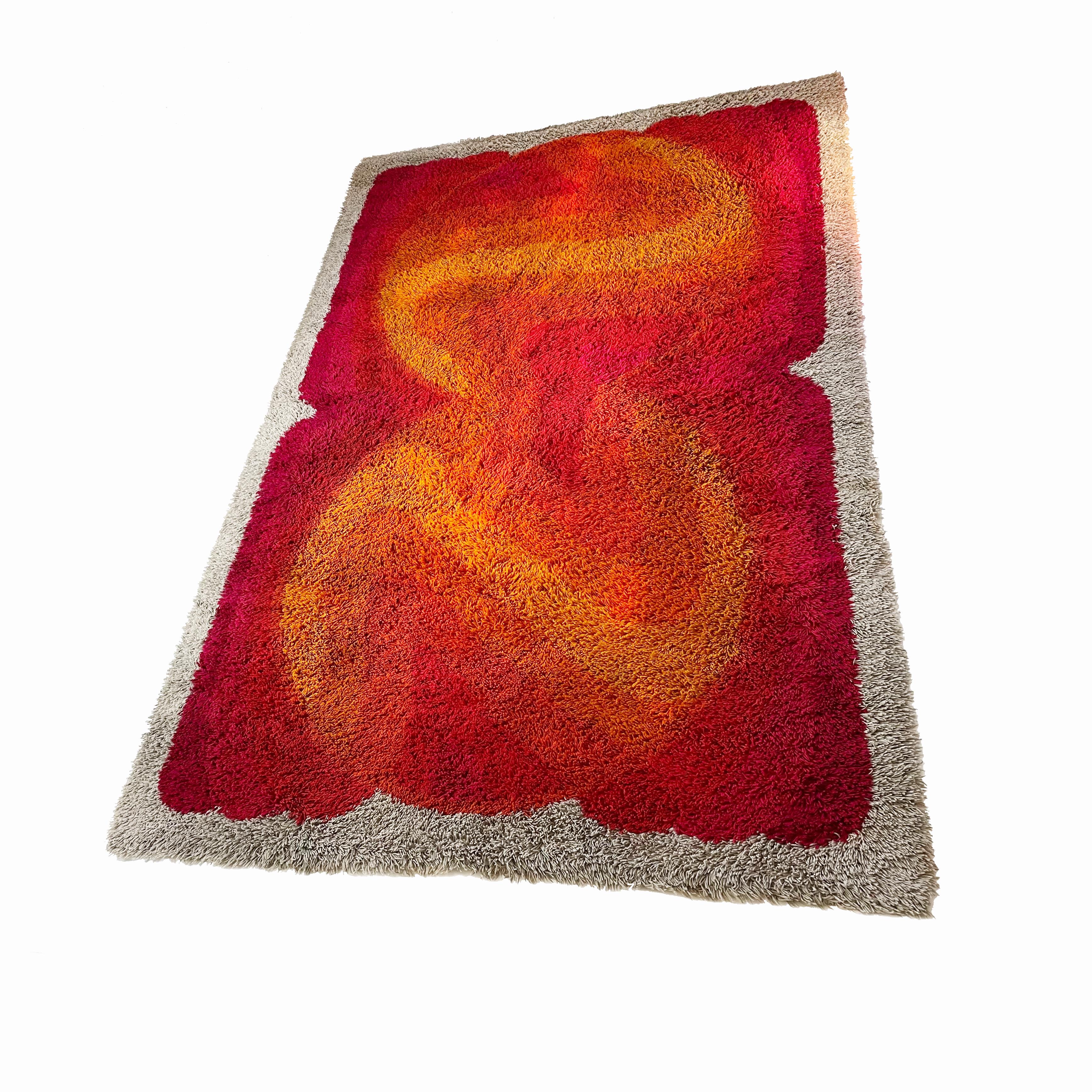 Extra Large Vintage 1970s Modernist Multi-Color High Pile Rya Rug by Desso 13