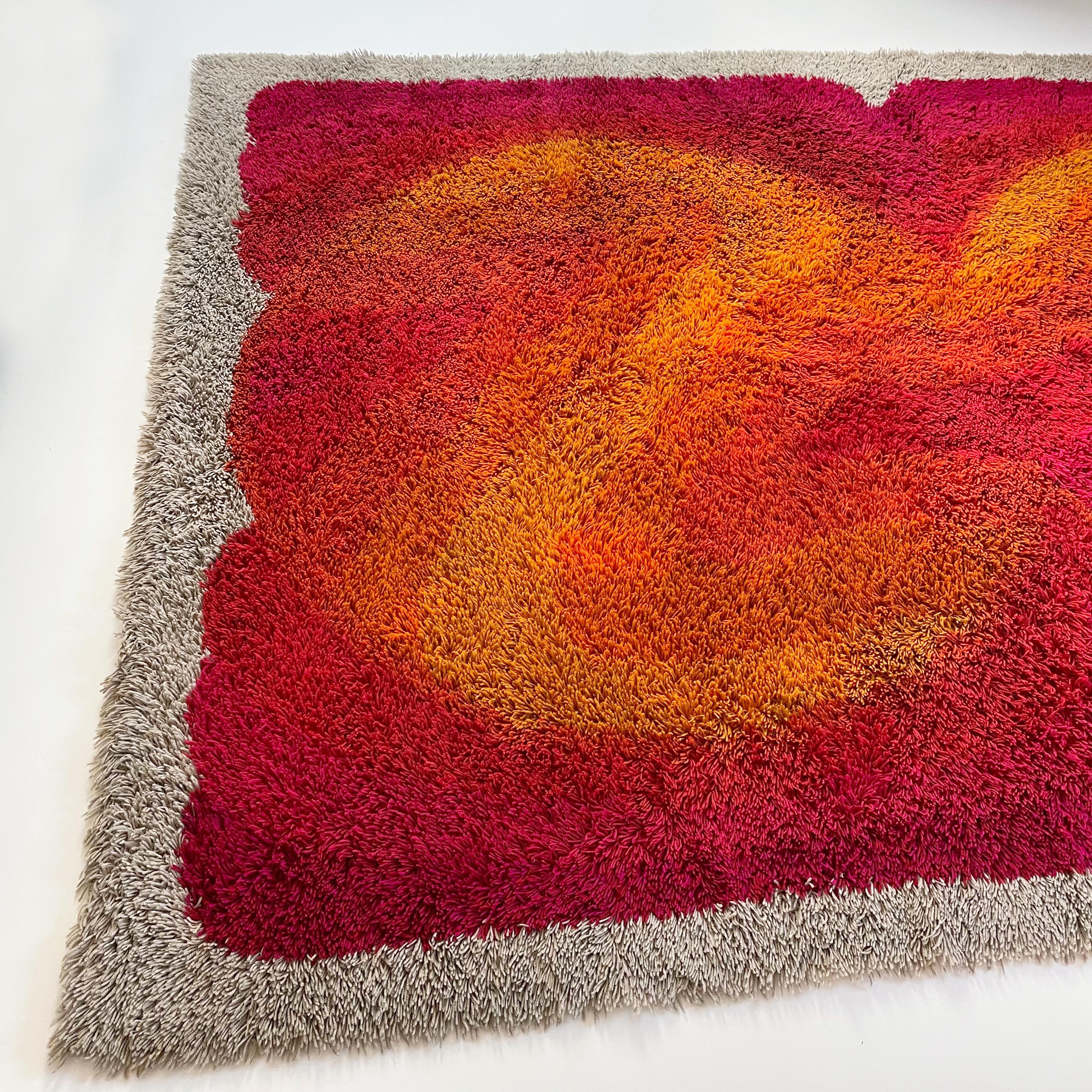 20th Century Extra Large Vintage 1970s Modernist Multi-Color High Pile Rya Rug by Desso