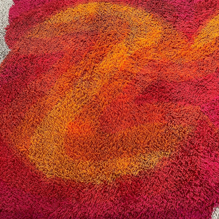 Extra Large Vintage 1970s Modernist Multi-Color High Pile Rya Rug by ...