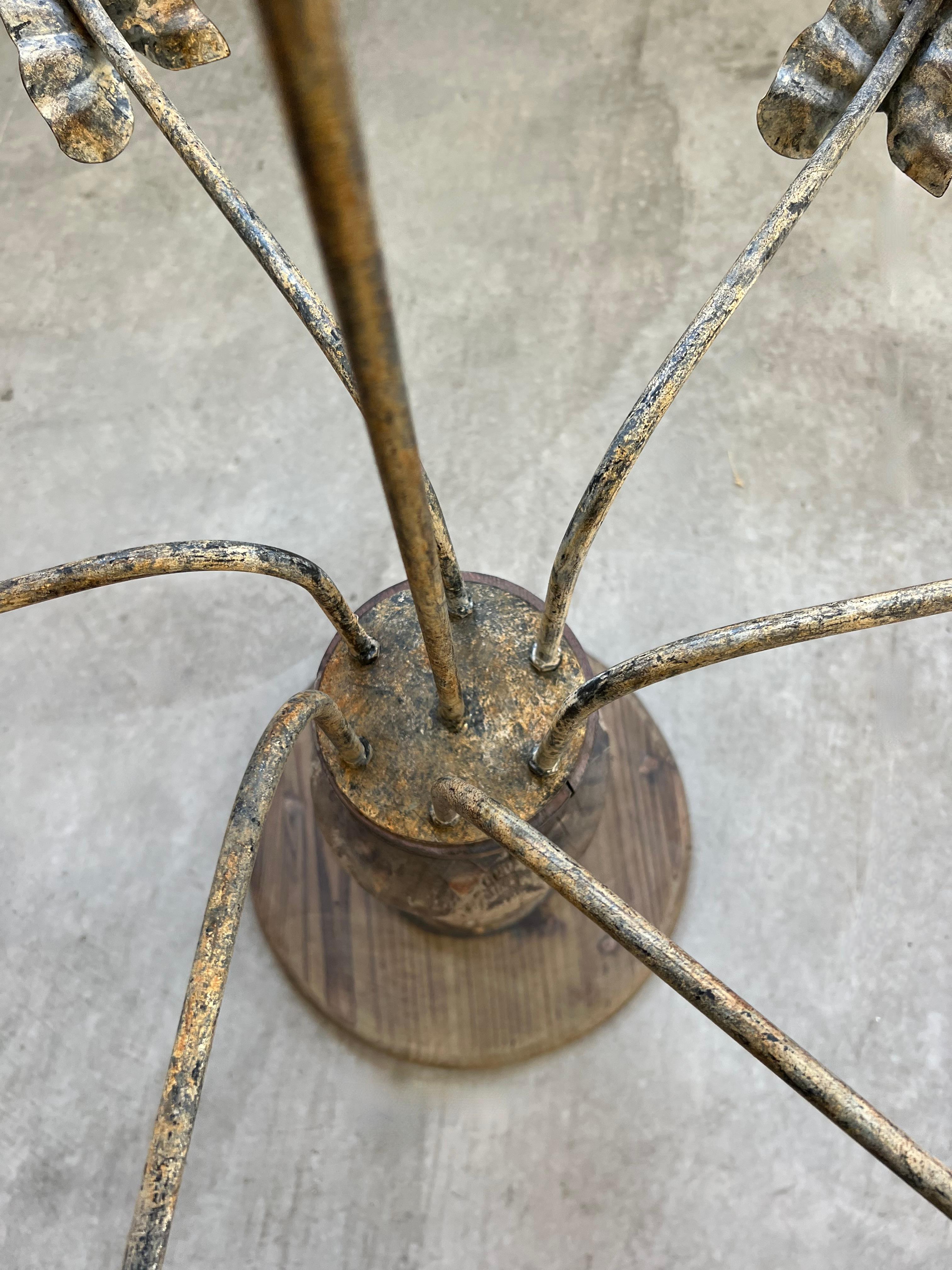Extra Large Vintage 7 Arm Metal Wood Rustic Candelabra In Good Condition For Sale In Draper, UT