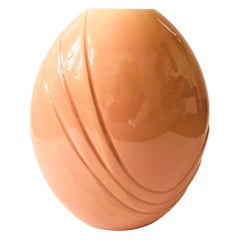 Extra Large Vintage 80s Modern Embossed Pink Vase