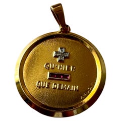 Extra große Vintage A. Augis 18k Gold Diamant & Rubin Liebe Anhänger