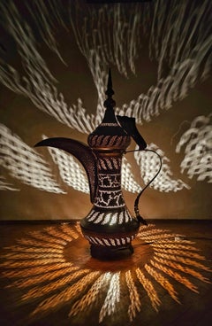 Extra Large Vintage Arabian Night done in pierced brass, Morocco 1950s