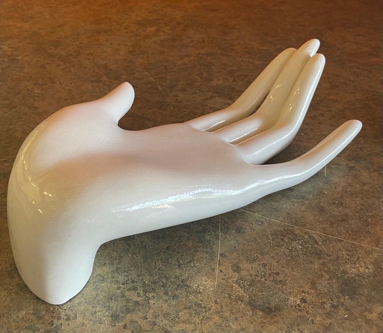 Extra Large Vintage Ceramic Resting Hand Sculpture For Sale at 1stDibs