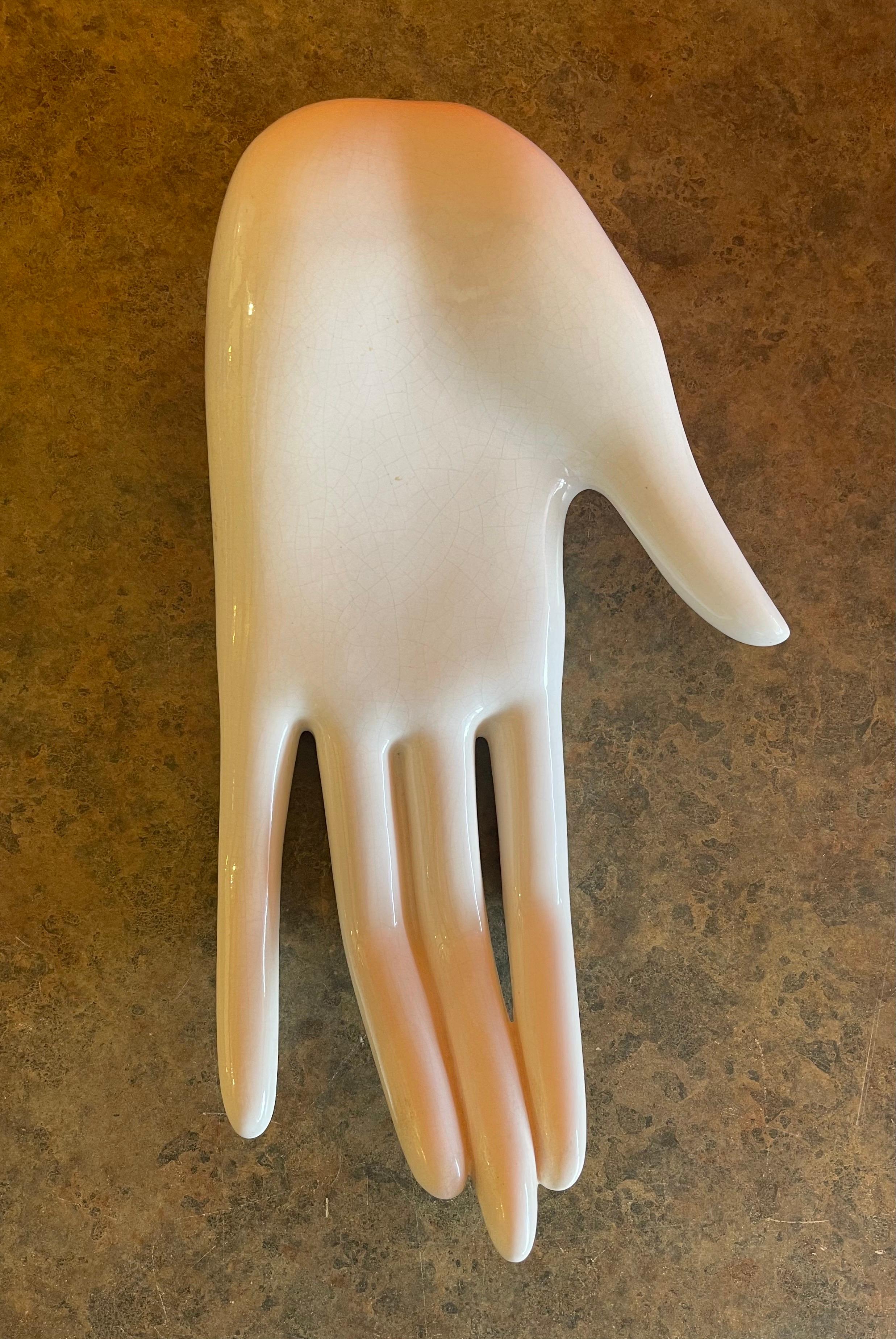 Extra Large Vintage Ceramic Resting Hand Sculpture In Good Condition For Sale In San Diego, CA
