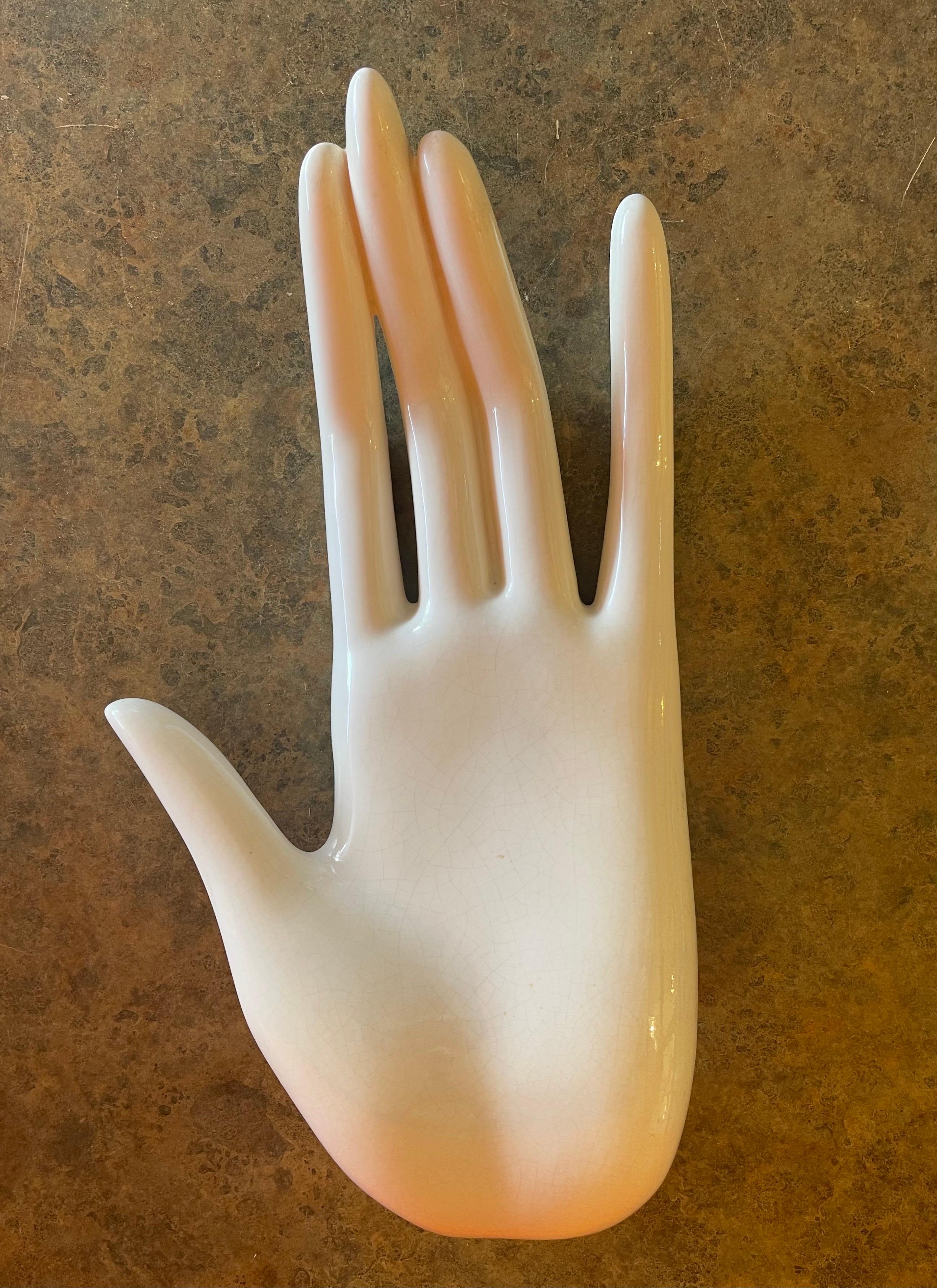 20th Century Extra Large Vintage Ceramic Resting Hand Sculpture For Sale