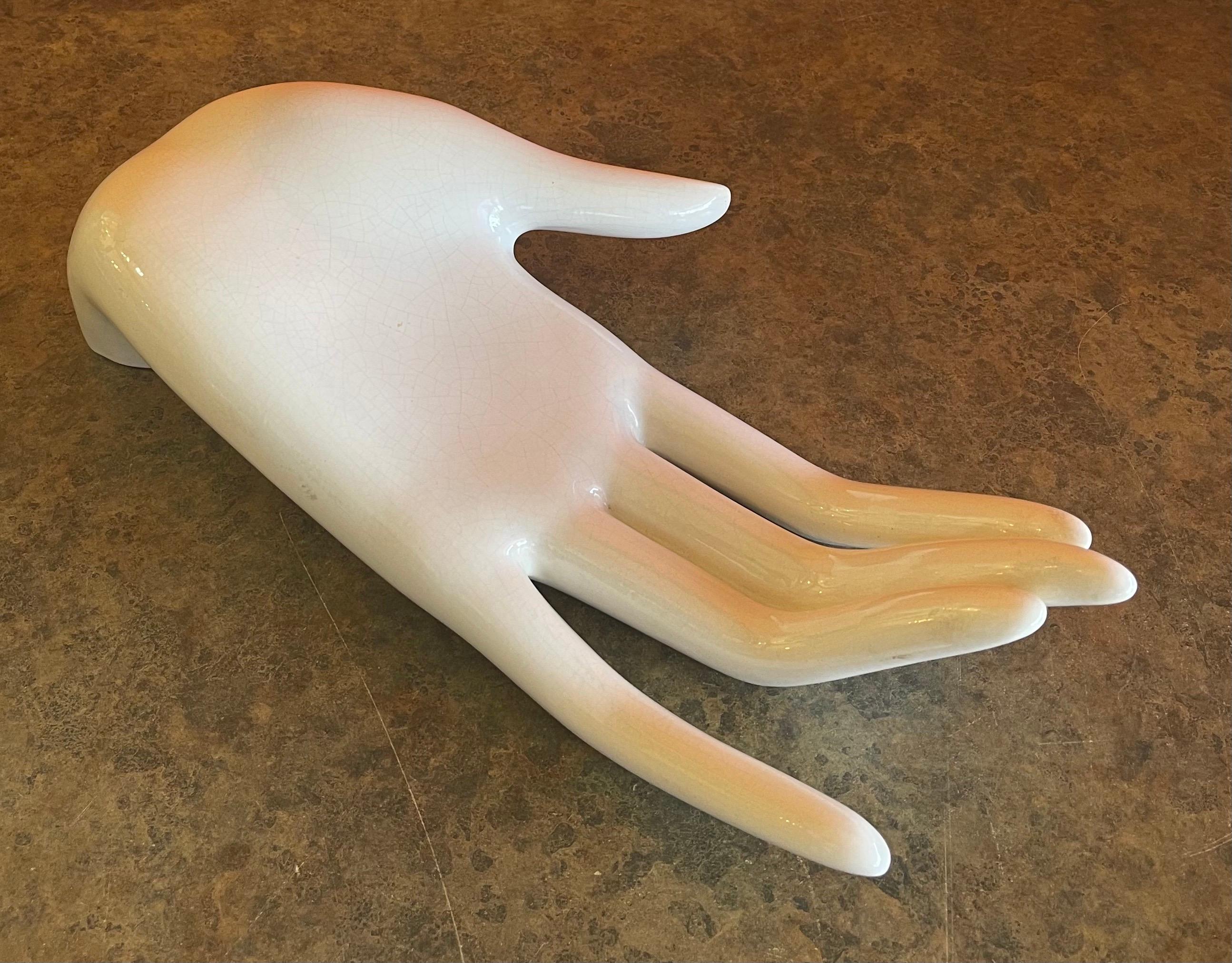 Extra Large Vintage Ceramic Resting Hand Sculpture For Sale 1